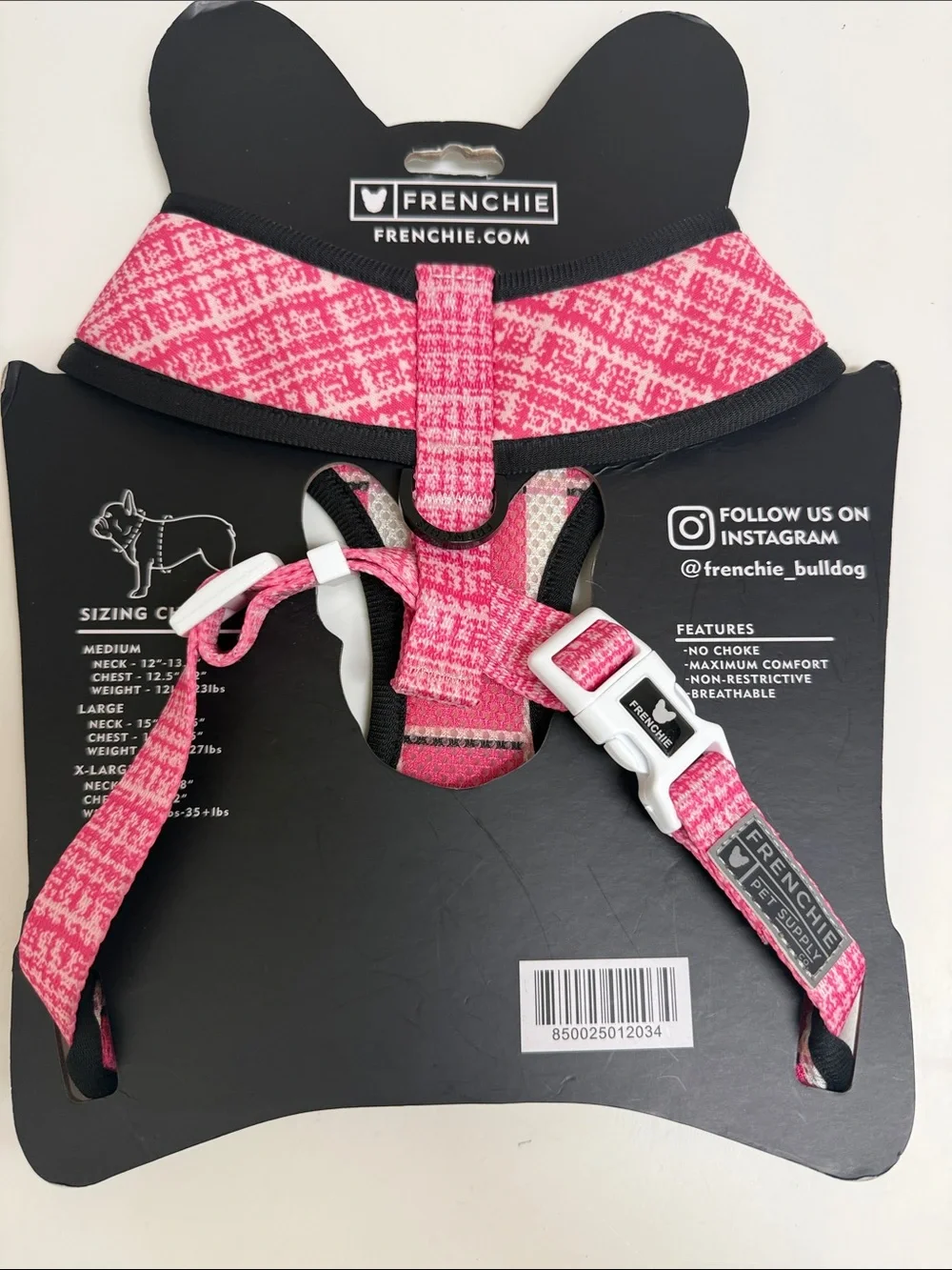 NWT Frenchie Reversible Dog Harness - Pink Pattern